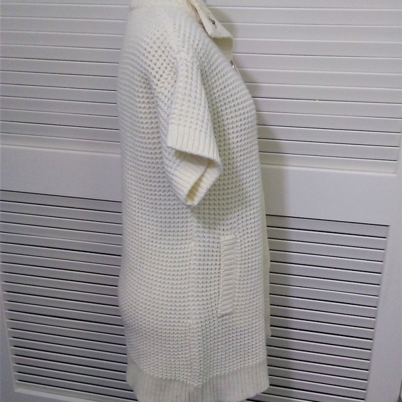 Michael Kors Cardigan Long Line Short Sleeve Cable Knit Cream - Picture 5 of 8